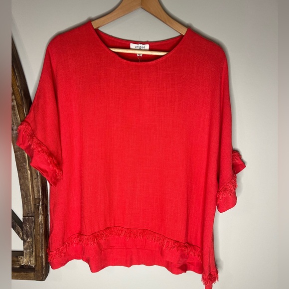 Umgee Red Linen Top - Picture 1 of 3